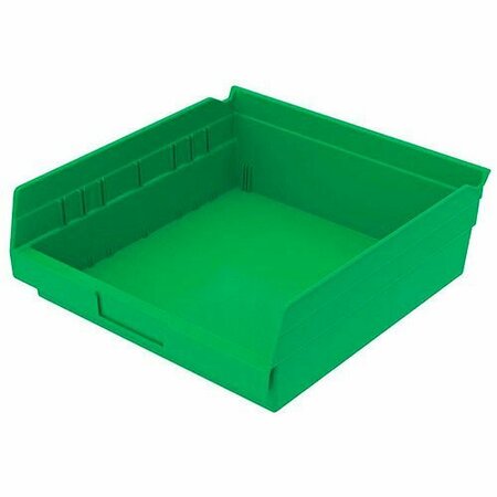 GLOBAL INDUSTRIAL Plastic Nesting Storage Shelf Bin 11-1/8inW x 11-5/8inD x 4inH Green 184845GN